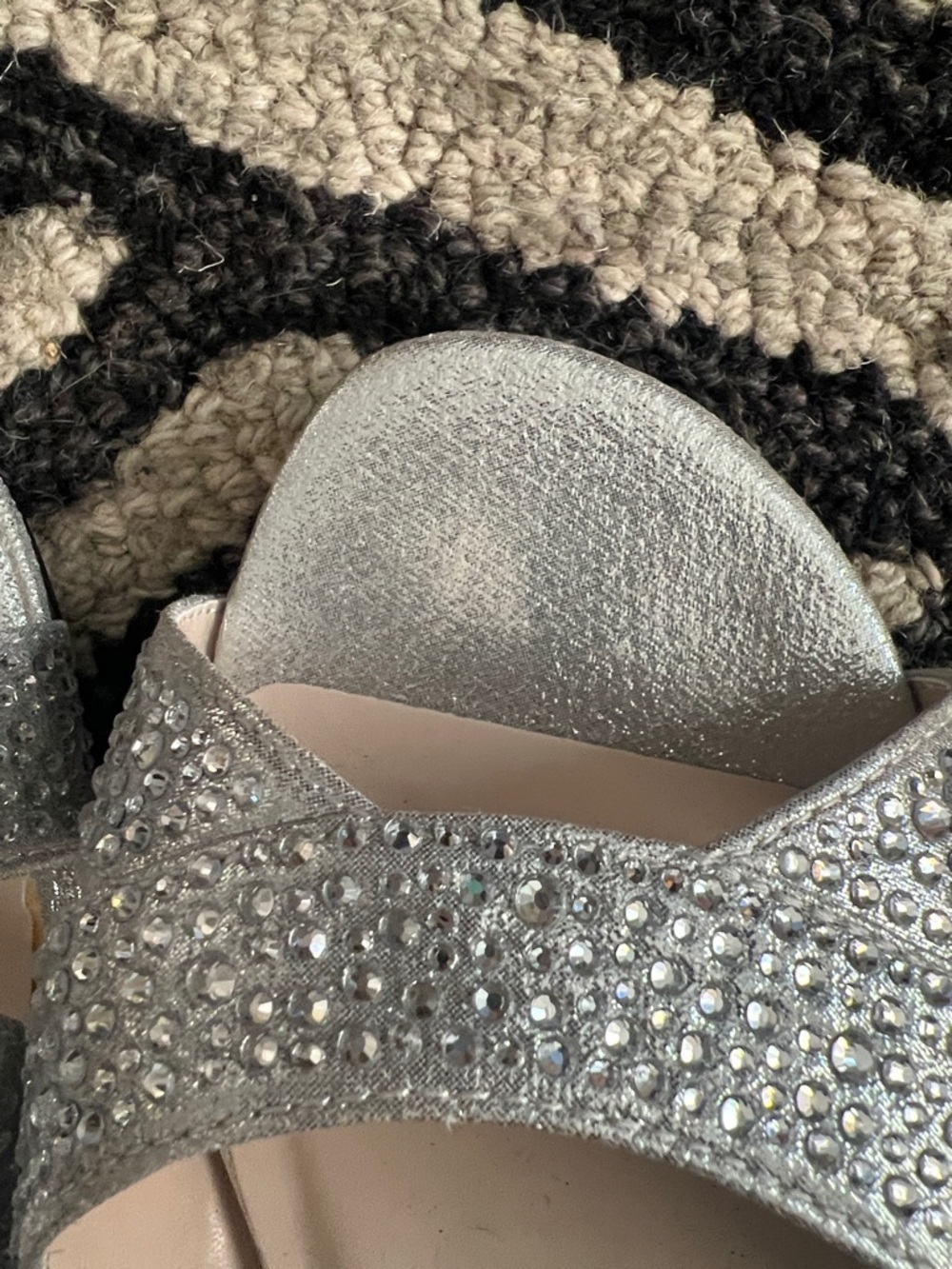 Benjamin Walk Silver Crystal-Studded Ankle-Strap Wedge Sandals - Picture 4 of 4
